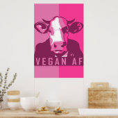 Roze Pop Art Koe Poster - Vegan AF (Keuken)