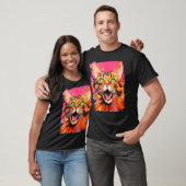 Roze Pop Art Oranje Gingerval Kat T-shirt (Unisex)