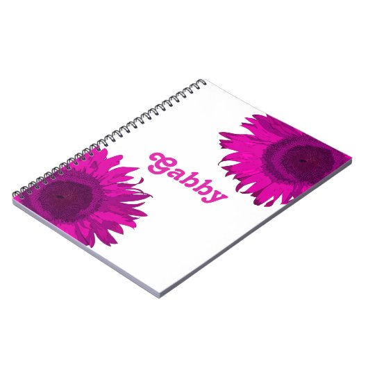 Roze Pop Art Sunflower Notitieboek (Linkerzijde)