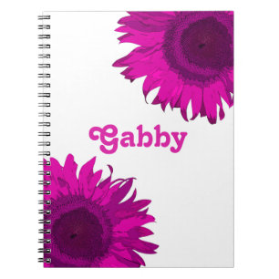 Roze Pop Art Sunflower Notitieboek