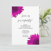 Roze Pop Art Sunflower Party Invitation Kaart (Staand voorkant)