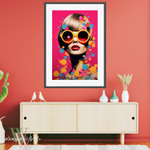Roze Pop Art Vrouw Portret