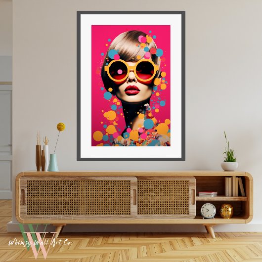 Roze Pop Art Vrouw Portret Poster