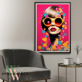 Roze Pop Art Vrouw Portret Poster