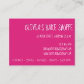 Roze Pop bakkerij gebak Chef Bake Shop Food Visitekaartje (Achterkant)