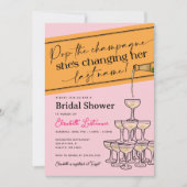 Roze Pop de Champagne Tower Vrijgezellenfeest Kaart (Voorkant)