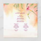 Roze Pop Freesia perzik bruiloft Programmakaart (Achterkant)