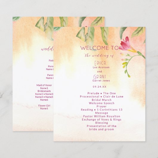 Roze Pop Freesia Perzik Wedding Budget (Voorkant / Achterkant)