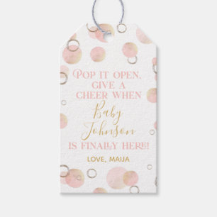 Roze Pop het als ze Poppen voor tag champagne Labe Cadeaulabel