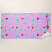 Roze Pop kunst Aangepaste naam Strandlaken (Voorkant)