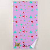 Roze Pop kunst Aangepaste naam Strandlaken (Voorkant)