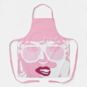 Roze Pop Kunst Vrouw Zonnebrillen en Roze Lips Schort (Voorkant)