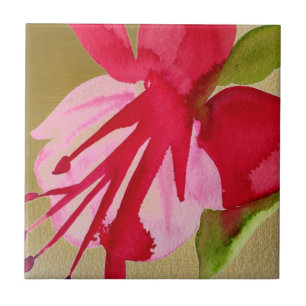 Roze pop kunstbloem tegeltje
