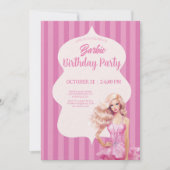 Roze Pop Meisje Verjaardagsfeestuitnodiging Kaart (Voorkant)