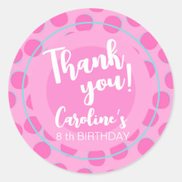 Roze Pop, Meisje Verjaardagsgunst Ronde Sticker