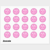 Roze Pop, Meisje Verjaardagsgunst Ronde Sticker (Vel)