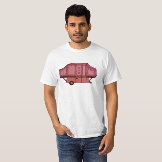 roze pop omhoog camper design t-shirt (Voorkant volledig)