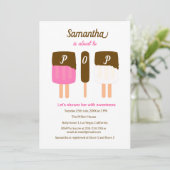 Roze pop Over Pop Baby shower uitnodiging (Staand voorkant)