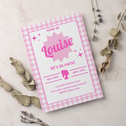 Roze Pop Party Meisje Verjaardag Uitnodiging