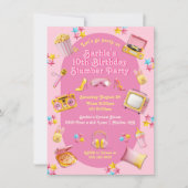 Roze Pop Speelgoed Slumber Sleepover Verjaardagsfe Kaart (Voorkant)