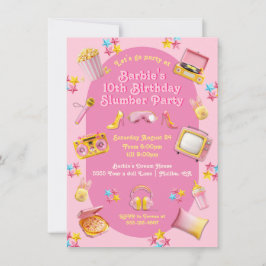 Roze Pop Speelgoed Slumber Sleepover Verjaardagsfe Kaart