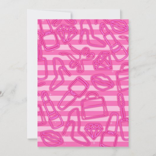 Roze Pop Verjaardag, Meisje Verjaardag Neon Kaart (Achterkant)