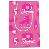 Roze Pop Verjaardagsfeestje, Aangepaste leeftijd,  Medium Cadeauzakje (Voorkant)