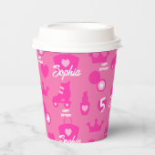 Roze Pop Verjaardagsfeestje, Aangepaste leeftijd,  Papieren Bekers (Voorkant)