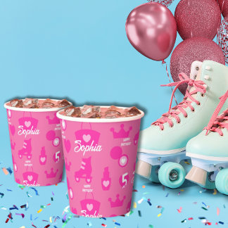 Roze Pop Verjaardagsfeestje, Aangepaste leeftijd, Papieren Bekers