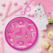 Roze Pop Verjaardagsfeestje, Aangepaste leeftijd, Papieren Bordje (Feest)