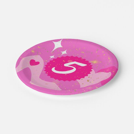 Roze Pop Verjaardagsfeestje, Aangepaste leeftijd,  Papieren Bordje (Gekanteld)