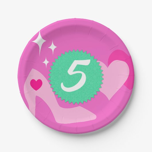 Roze Pop Verjaardagsfeestje, Aangepaste leeftijd,  Papieren Bordje (Voorkant)