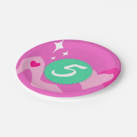 Roze Pop Verjaardagsfeestje, Aangepaste leeftijd,  Papieren Bordje (Gekanteld)