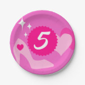 Roze Pop Verjaardagsfeestje, Aangepaste leeftijd,  Papieren Bordje (Voorkant)