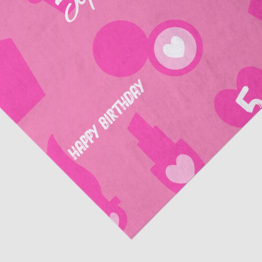 Roze Pop Verjaardagsfeestje, Aangepaste leeftijd,  Tissuepapier (Detail)