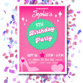 Roze Pop Verjaardagsfeestje, Meisje Verjaardag Kaart