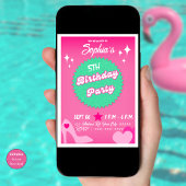 Roze Pop Verjaardagsfeestje, Meisje Verjaardag Kaart