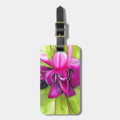 Roze pop waterverf bloem bagagelabel (Voorkant verticaal)