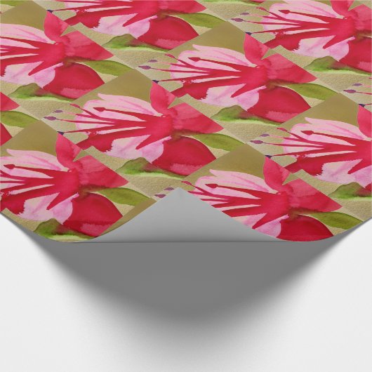 Roze pop waterverf bloem cadeaupapier (Hoek)