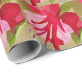 Roze pop waterverf bloem cadeaupapier (Rol Hoek)