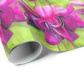 Roze pop waterverf bloem cadeaupapier (Rol Hoek)