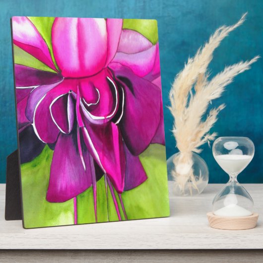 Roze pop waterverf bloem fotoplaat (Zijkant)