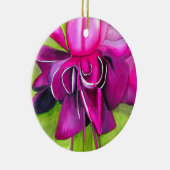 Roze pop waterverf bloem keramisch ornament (Rechts)