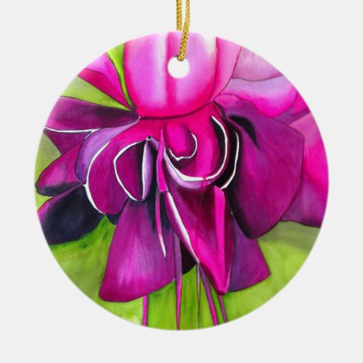 Roze pop waterverf bloem keramisch ornament (Voorkant)