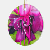 Roze pop waterverf bloem keramisch ornament (Links)