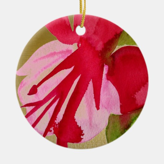 Roze pop waterverf bloem keramisch ornament (Voorkant)