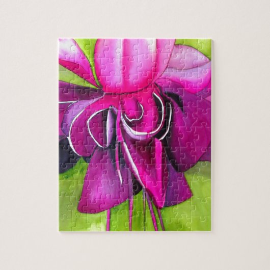 Roze pop waterverf bloem legpuzzel (Verticaal)