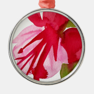 Roze pop waterverf bloem metalen ornament
