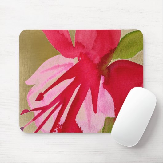 Roze pop waterverf bloem muismat (Met muis)