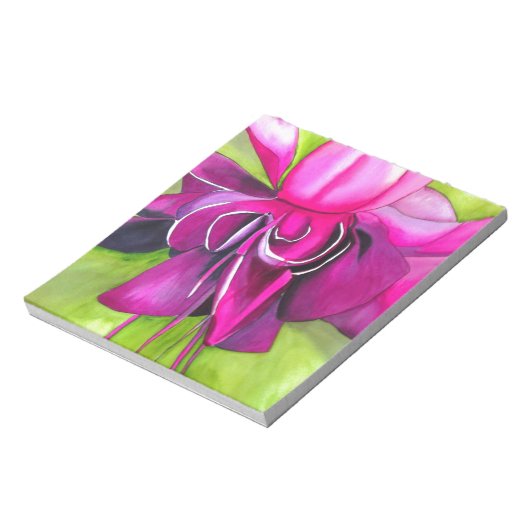 Roze pop waterverf bloem notitieblok (Linkerzijde)